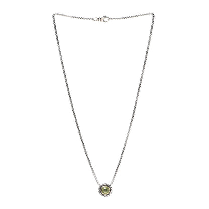 David Yurman Sterling Silver 18K Yellow Gold Peridot Cookie Pendant Necklace 3 of 5