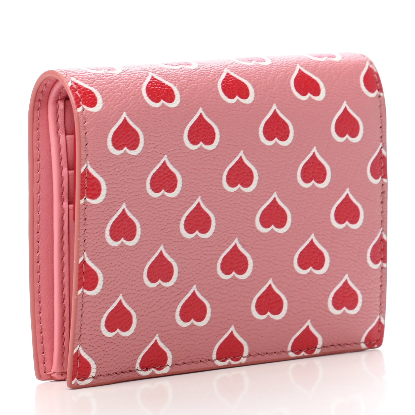 Goatskin Madras Cuori Wallet Rosa Fuoco
