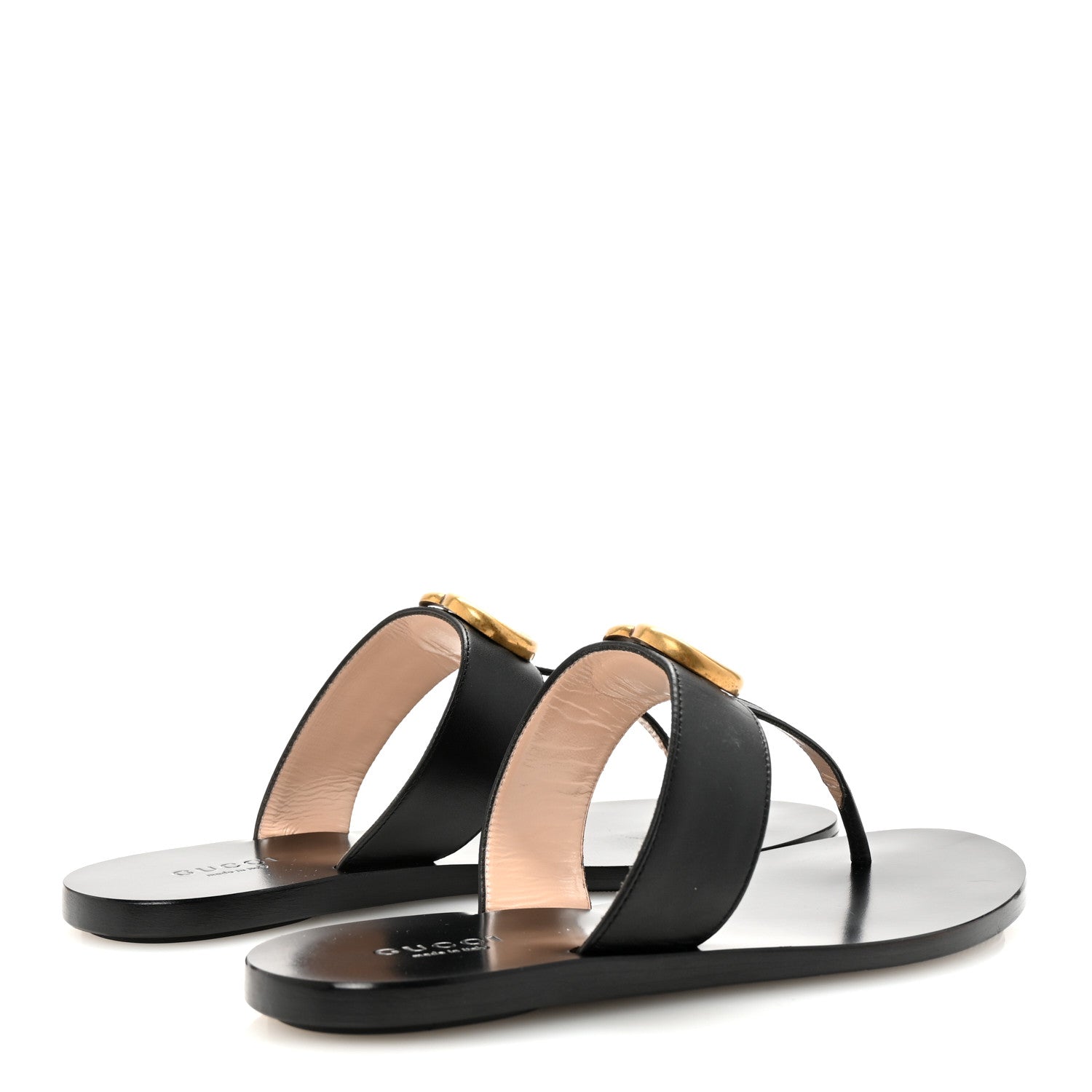 Gucci Calfskin GG Marmont Thong Sandals 35 Black 5 of 9
