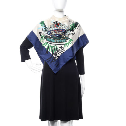 Burberry Silk Scribble Archive Crest Square Scarf Bright Navy 2 of 5