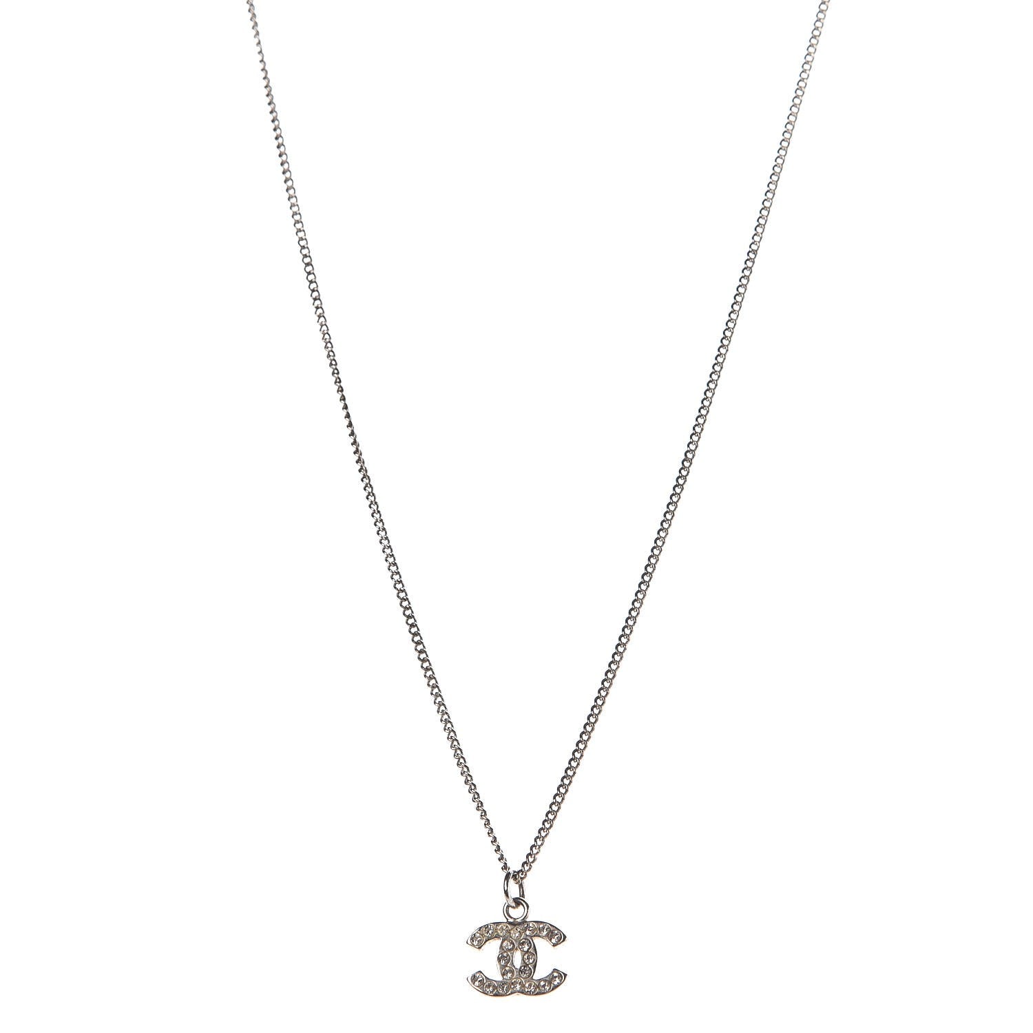 Chanel Crystal Timeless CC Necklace Silver 1 of 5