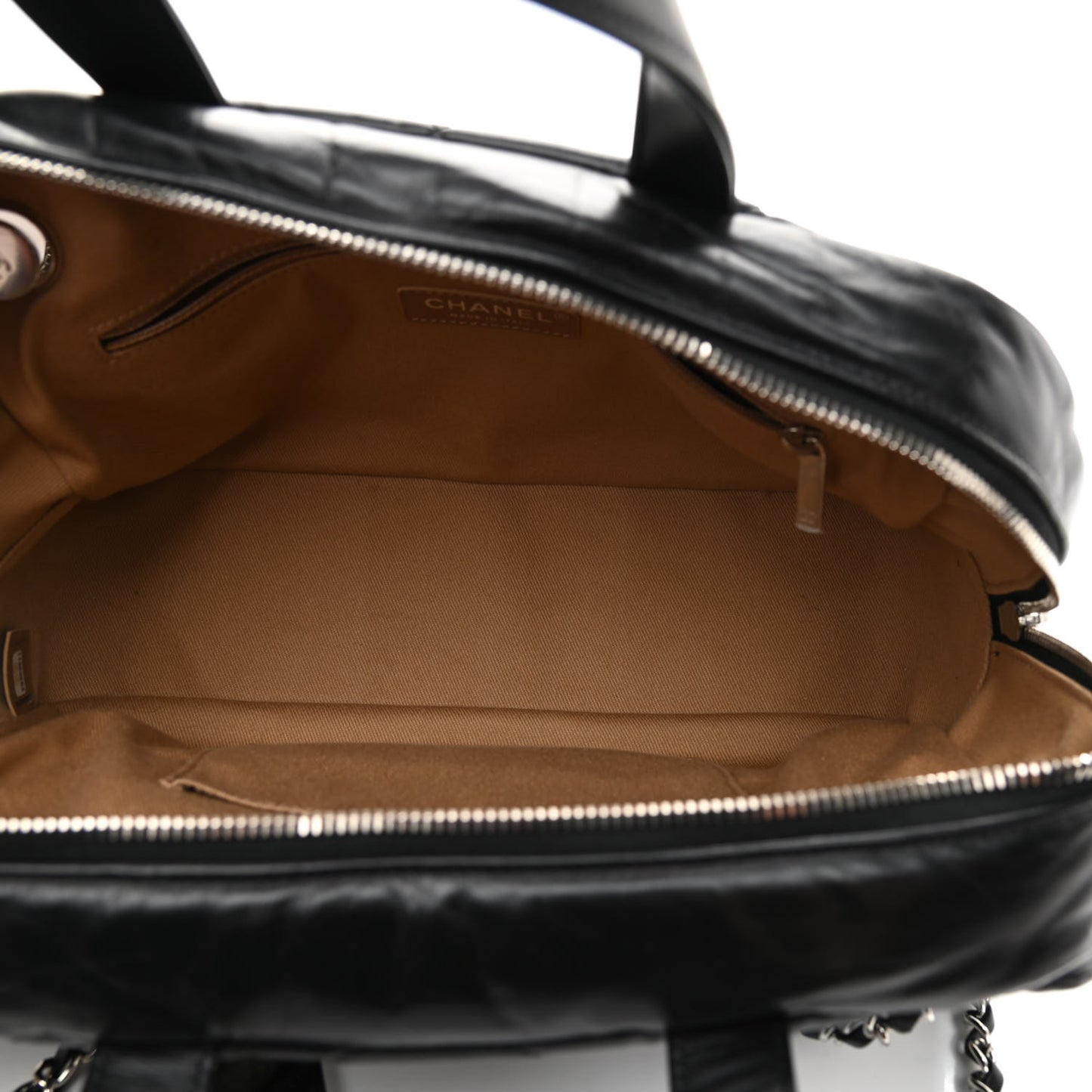 Aged Calfskin Quilted Small Express Bowling Bag Black