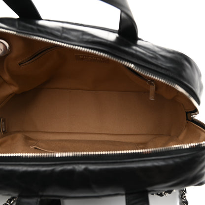 Chanel Aged Calfskin Quilted Small Express Bowling Bag Black 5 of 9
