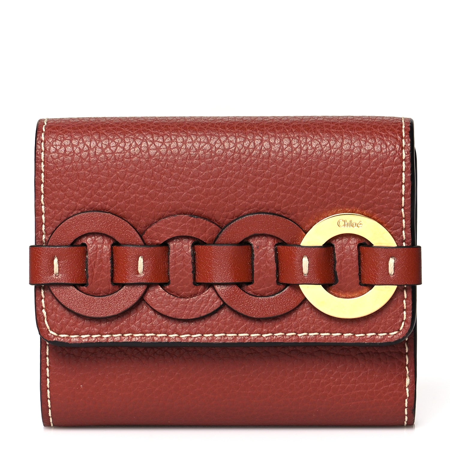 Chloe Grained Calfskin Small Darryl Trifold Wallet Sepia Brown 1 of 8