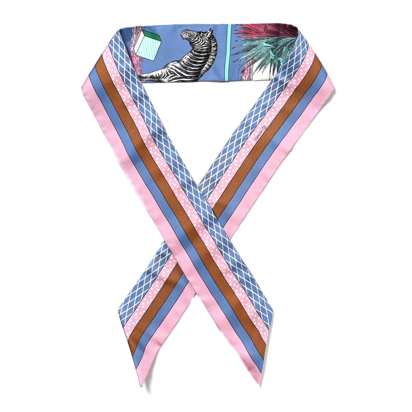 Silk Twilly Grand Theatre Nouveau Bleu Lavande Rose Vert