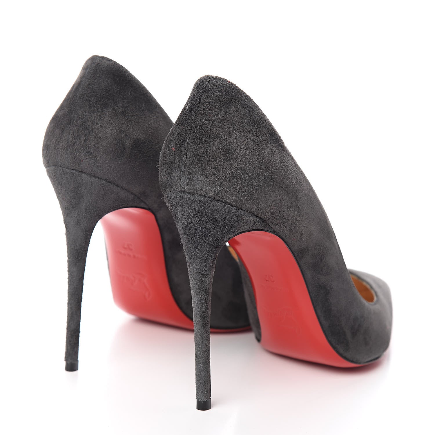 Christian Louboutin Veau Velours Pigalle Follies 100 Pumps 37 Charbon 4 of 10