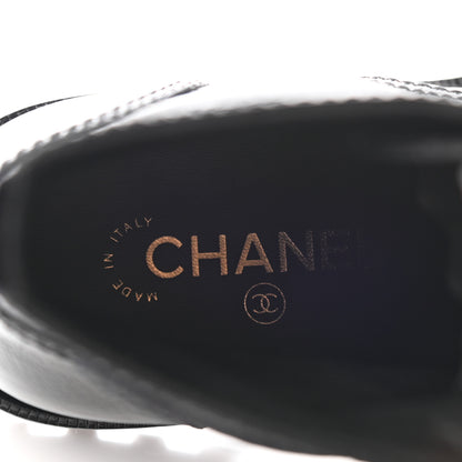 Chanel Shiny Calfskin Velvet Pearl Combat Short Boots 39 Black 6 of 12