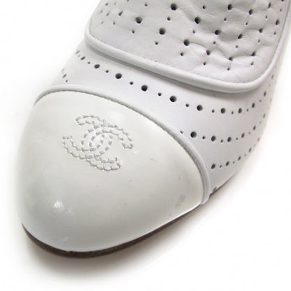 Chanel Perforated Leather Ankle Boots 38.5 White 8 of 8