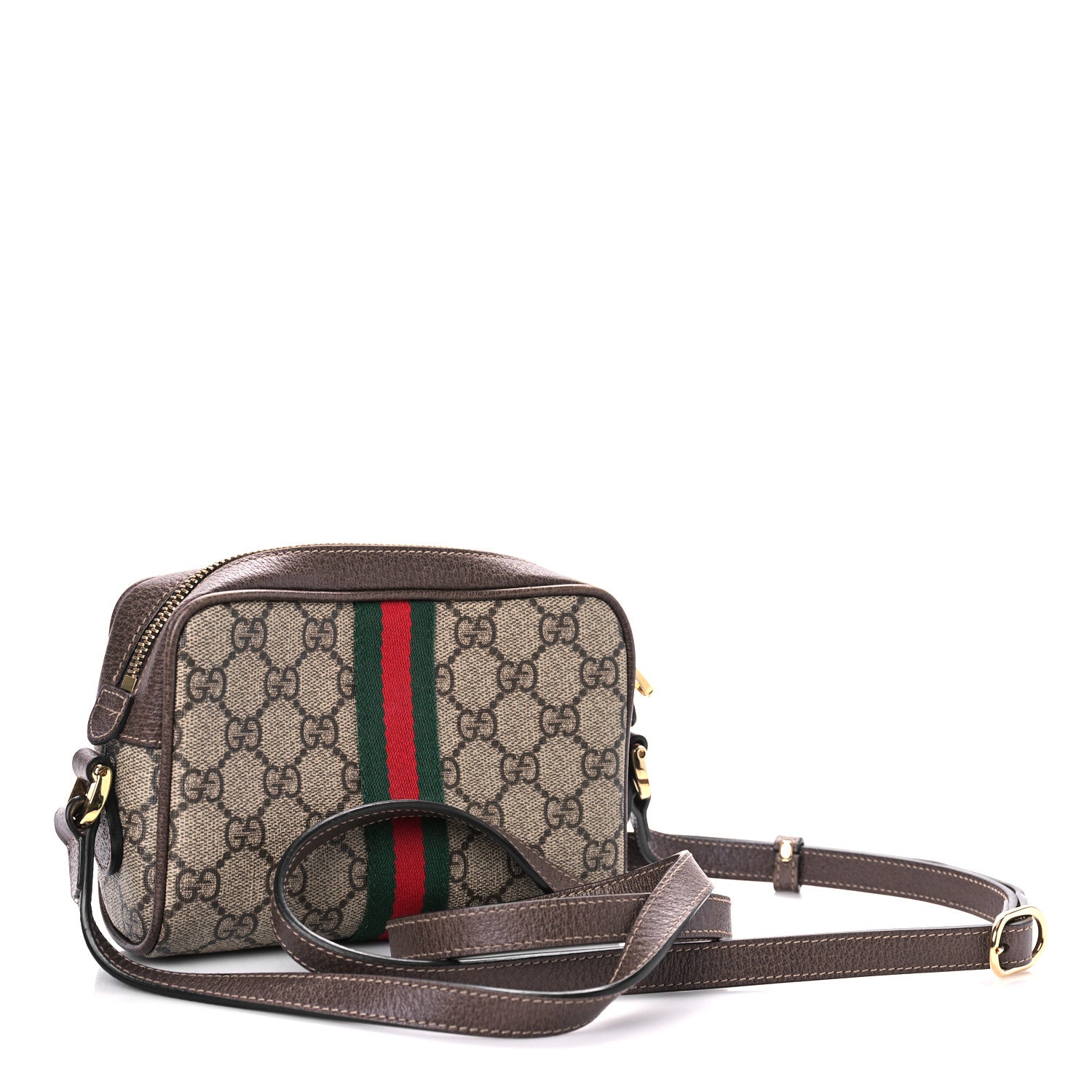Gucci GG Supreme Monogram Web Mini Ophidia Shoulder Bag Brown 3 of 9