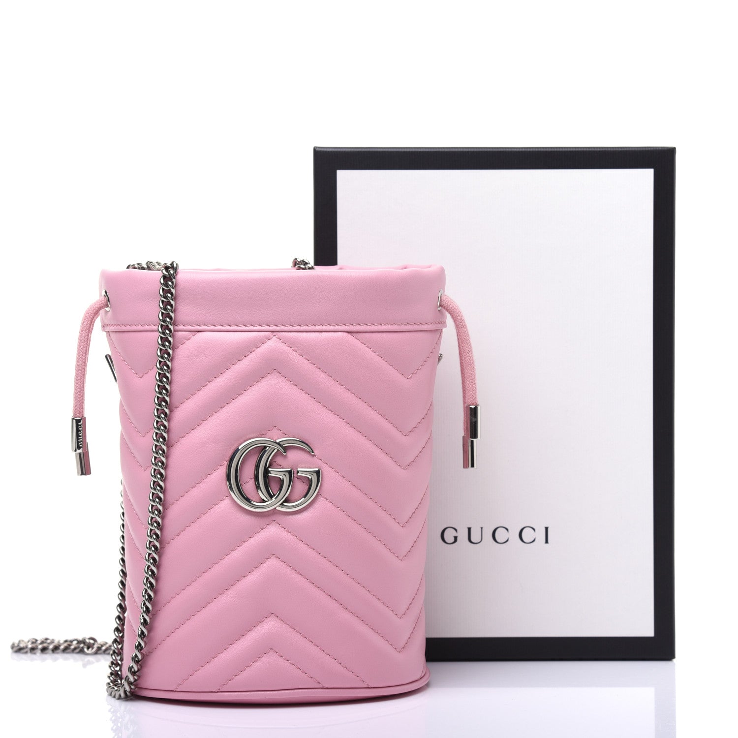 Gucci Calfskin Matelasse Mini GG Marmont 2.0 Bucket Bag Wild Rose 12 of 12