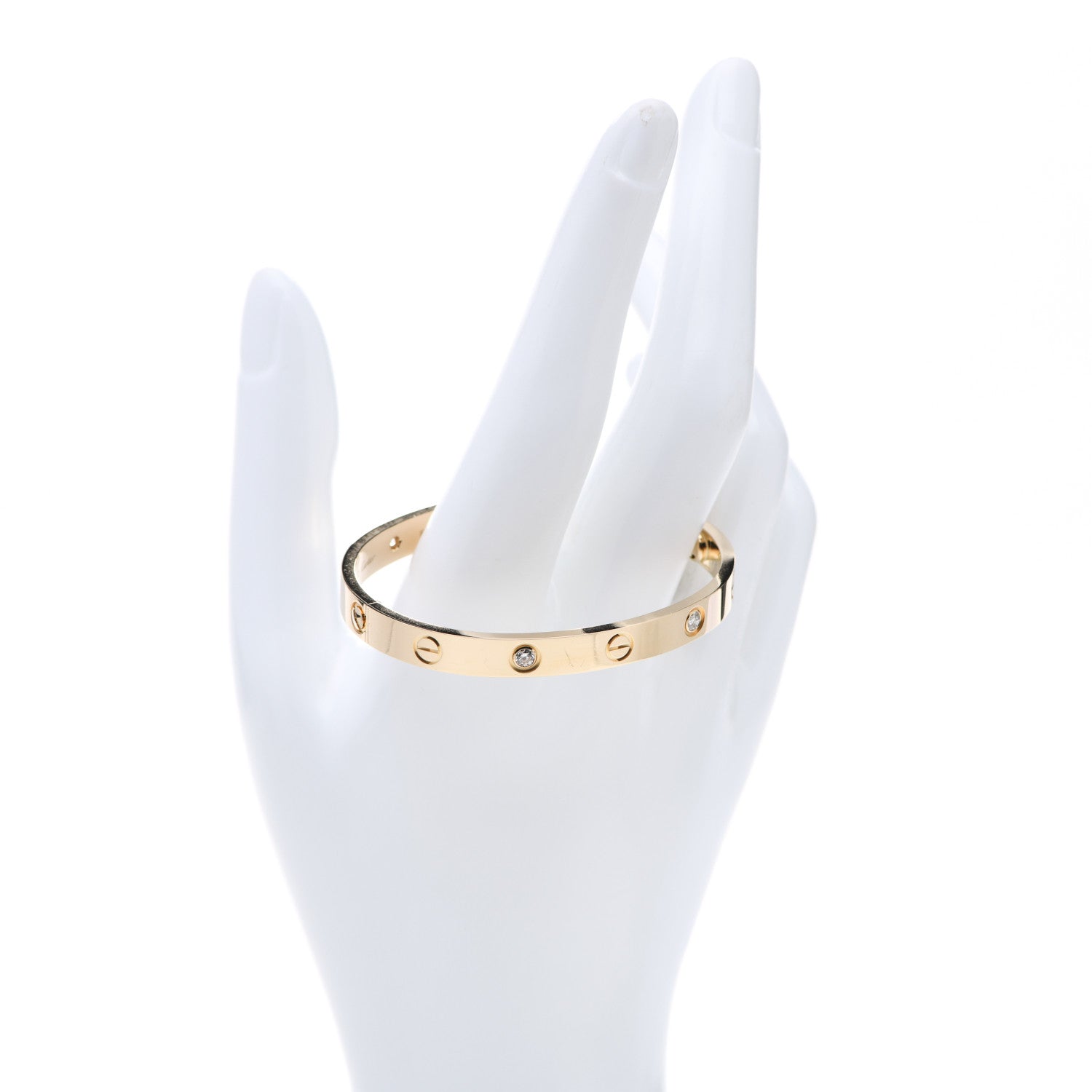 Cartier 18K Yellow Gold 4 Diamond LOVE Bracelet 16 2 of 7