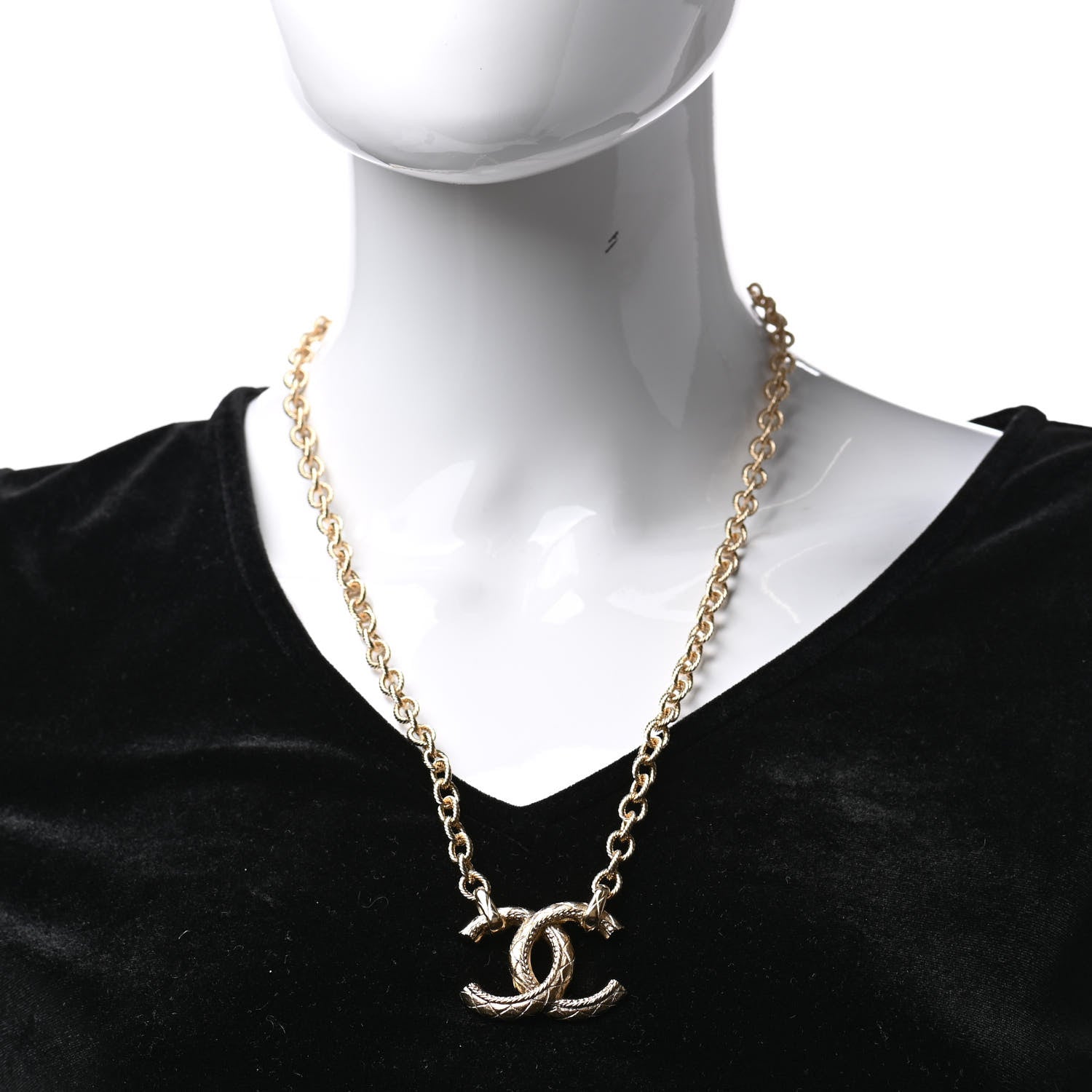 Chanel Metal Quilted CC Necklace Gold 2 of 6