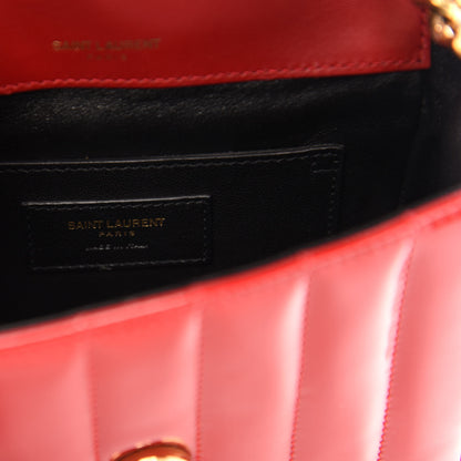 Saint Laurent Patent Matelasse Monogram Small Vicky Chain Bag Red 6 of 12