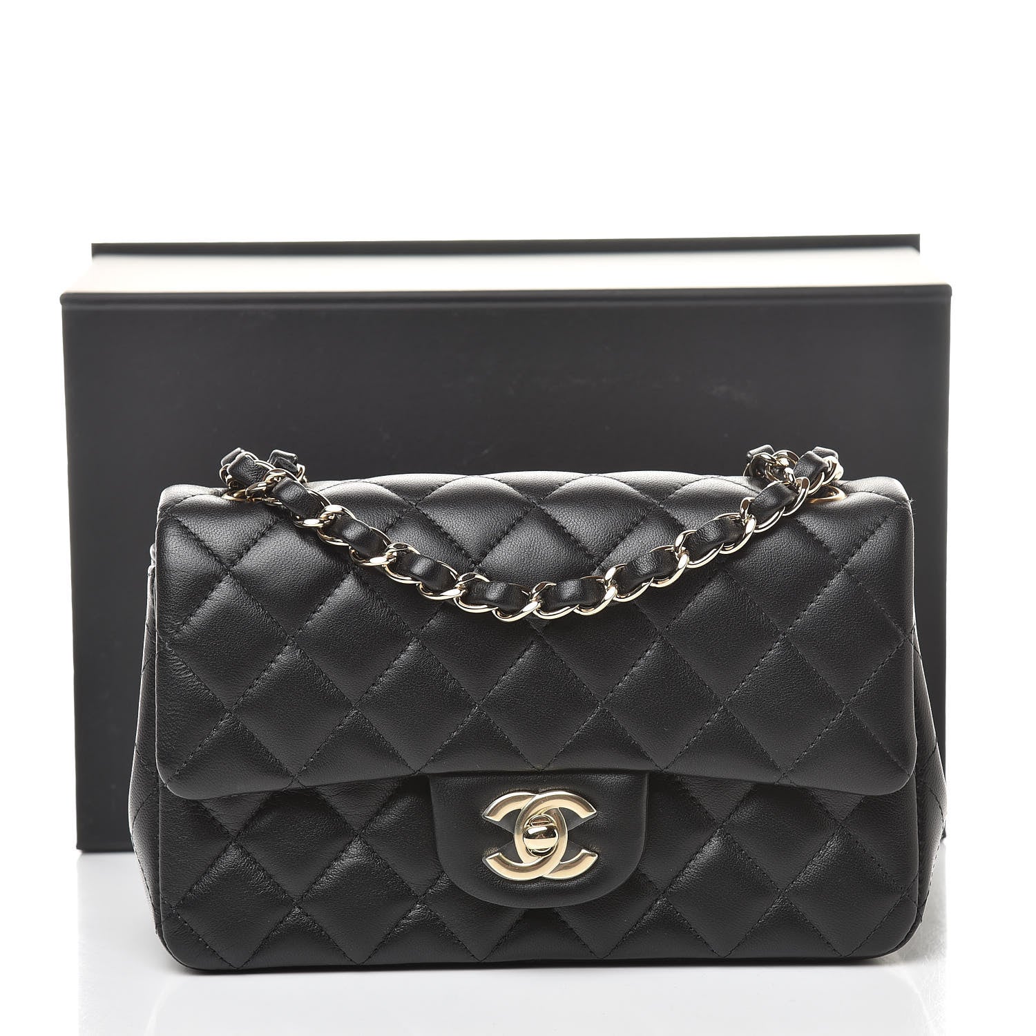 Chanel Lambskin Quilted Mini Rectangular Flap Black 11 of 12