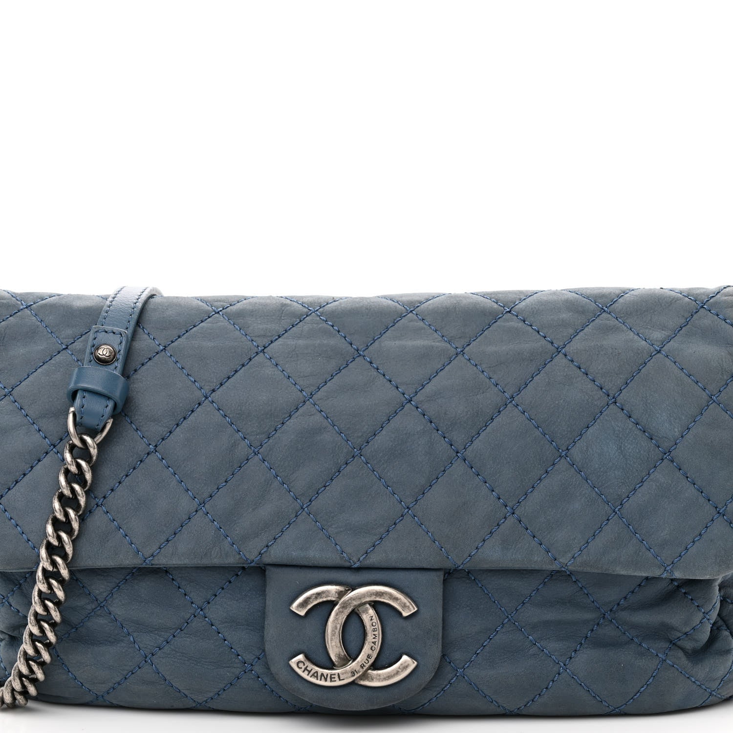 Chanel Iridescent Calfskin Large Coco Daily Flap Blue 8 of 11