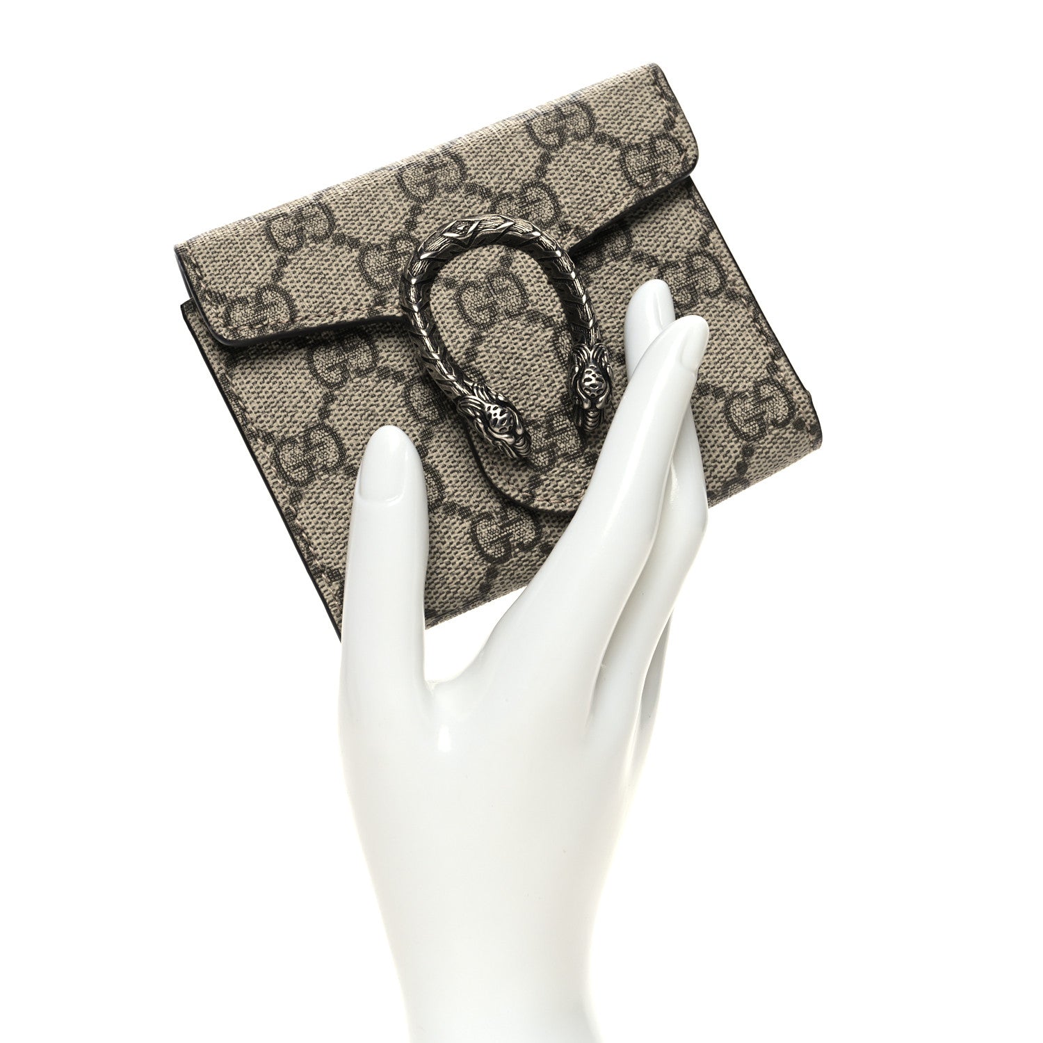Gucci GG Supreme Monogram Dionysus Card Case Wallet Beige Taupe 2 of 10