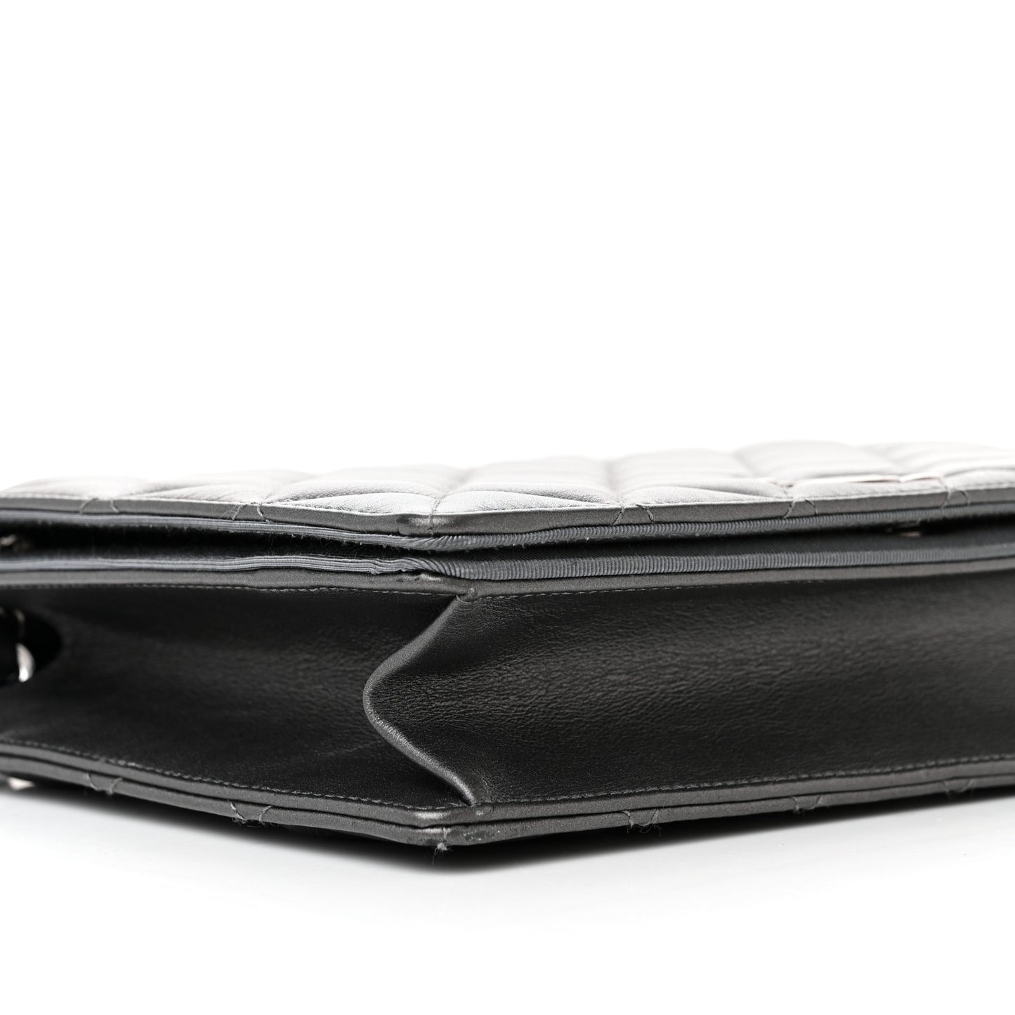 Metallic Calfskin Quilted Ballerine Flap Silver