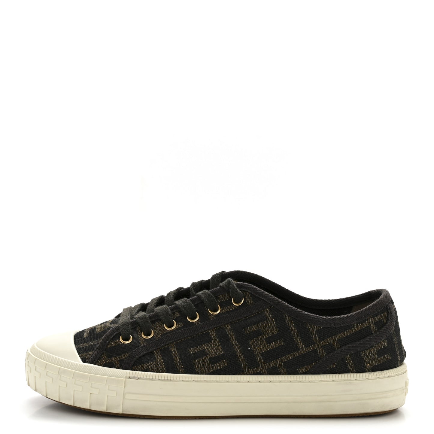 Fabric Jacquard FF Womens Domino Low Top Sneakers 37.5 Tobacco