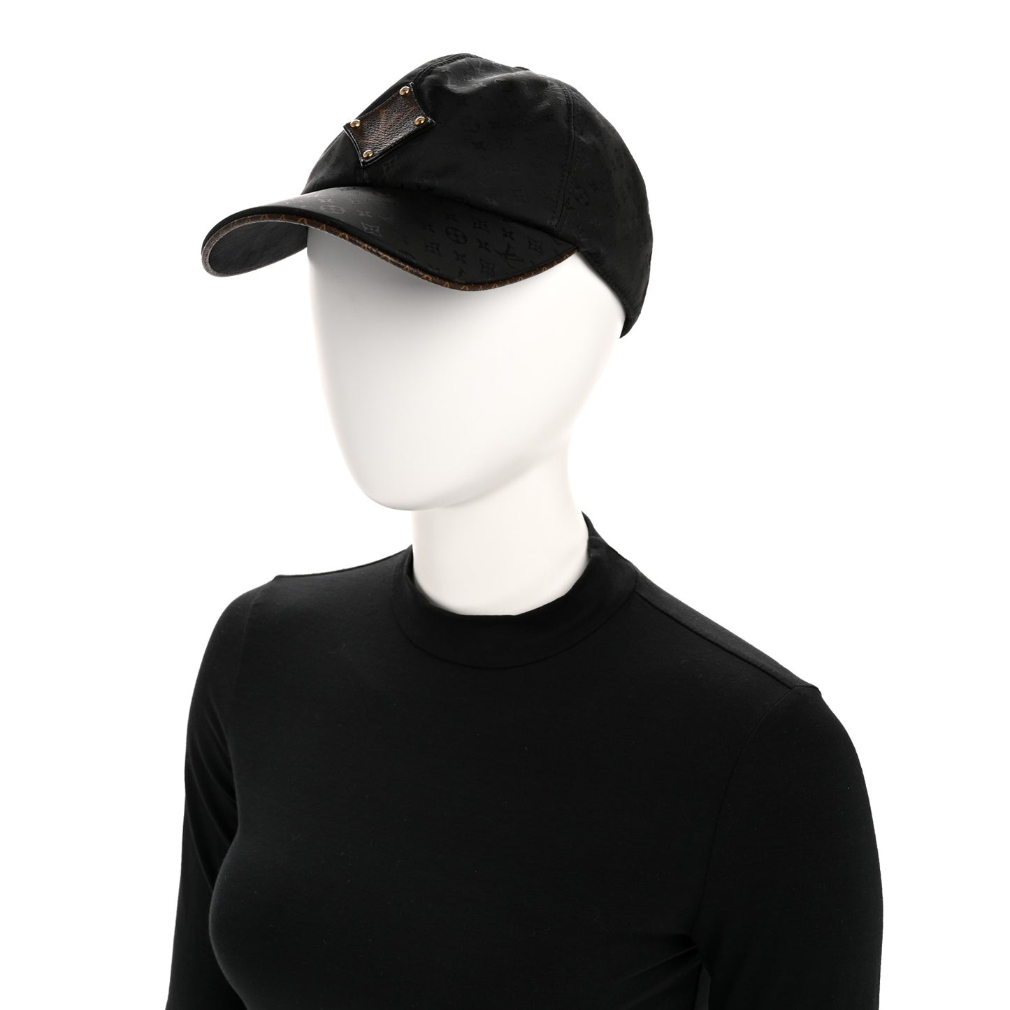Polyester Silk Monogram Cap Ou Pas Cap Mini L Black