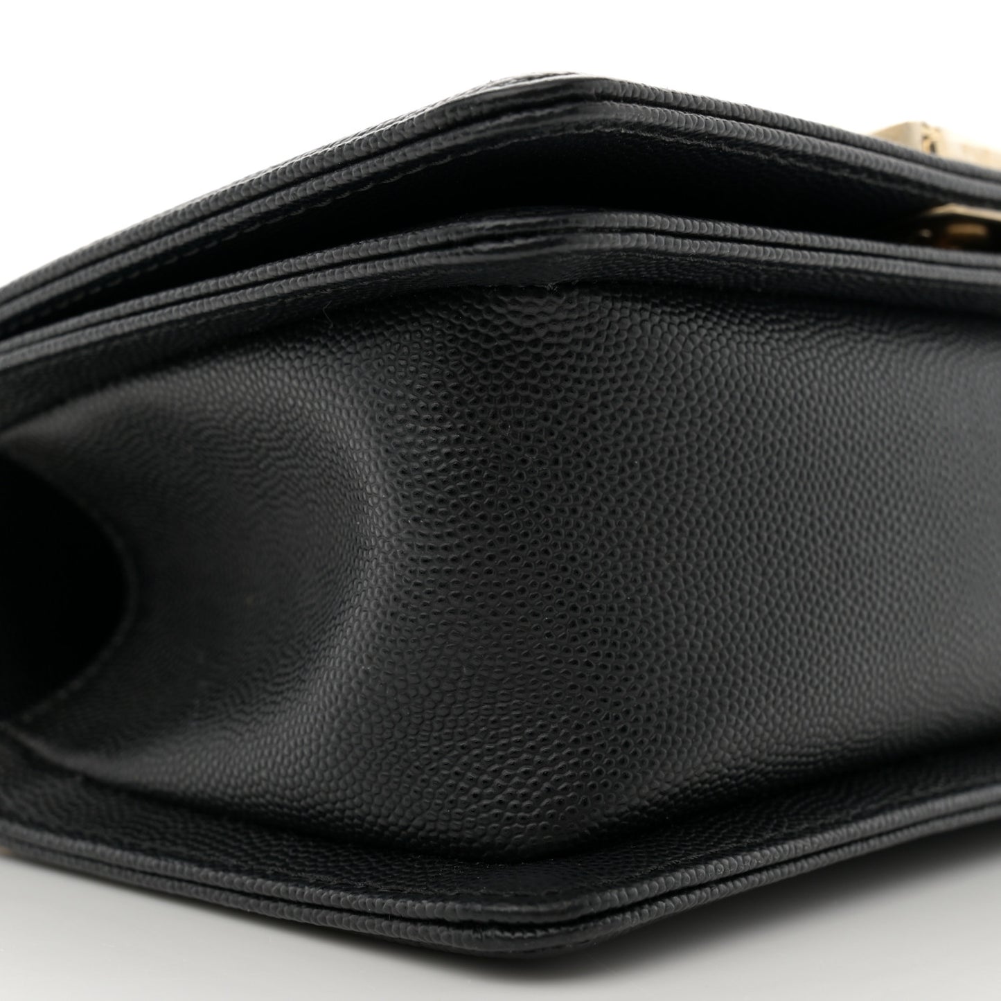 Caviar Chevron Quilted Small Boy Flap Black