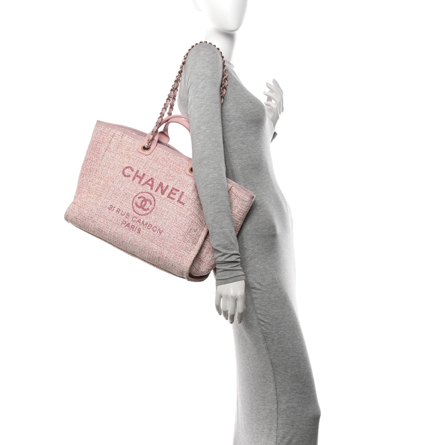 Chanel Straw Lurex Medium Deauville Tote Pink 2 of 12