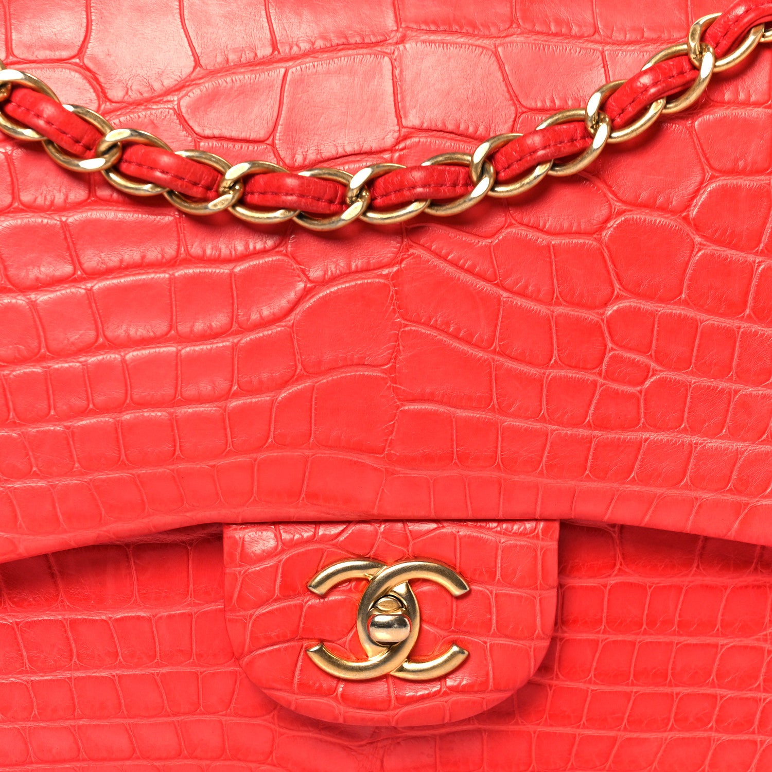 Chanel Alligator Jumbo Double Flap Red 1779035 – FASHIONPHILE