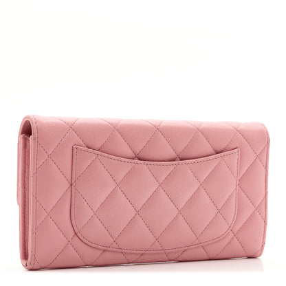 Chanel Caviar Quilted Large Gusset Flap Wallet Light Pink 3 of 11