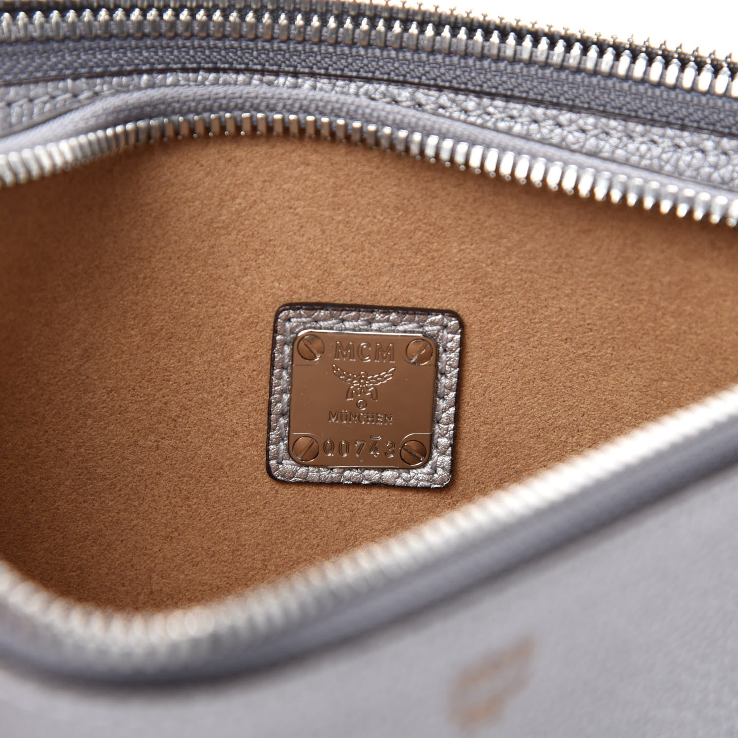 MCM Grained Calfskin Milla Double Crossbody Bag Spike Silver 8 of 9