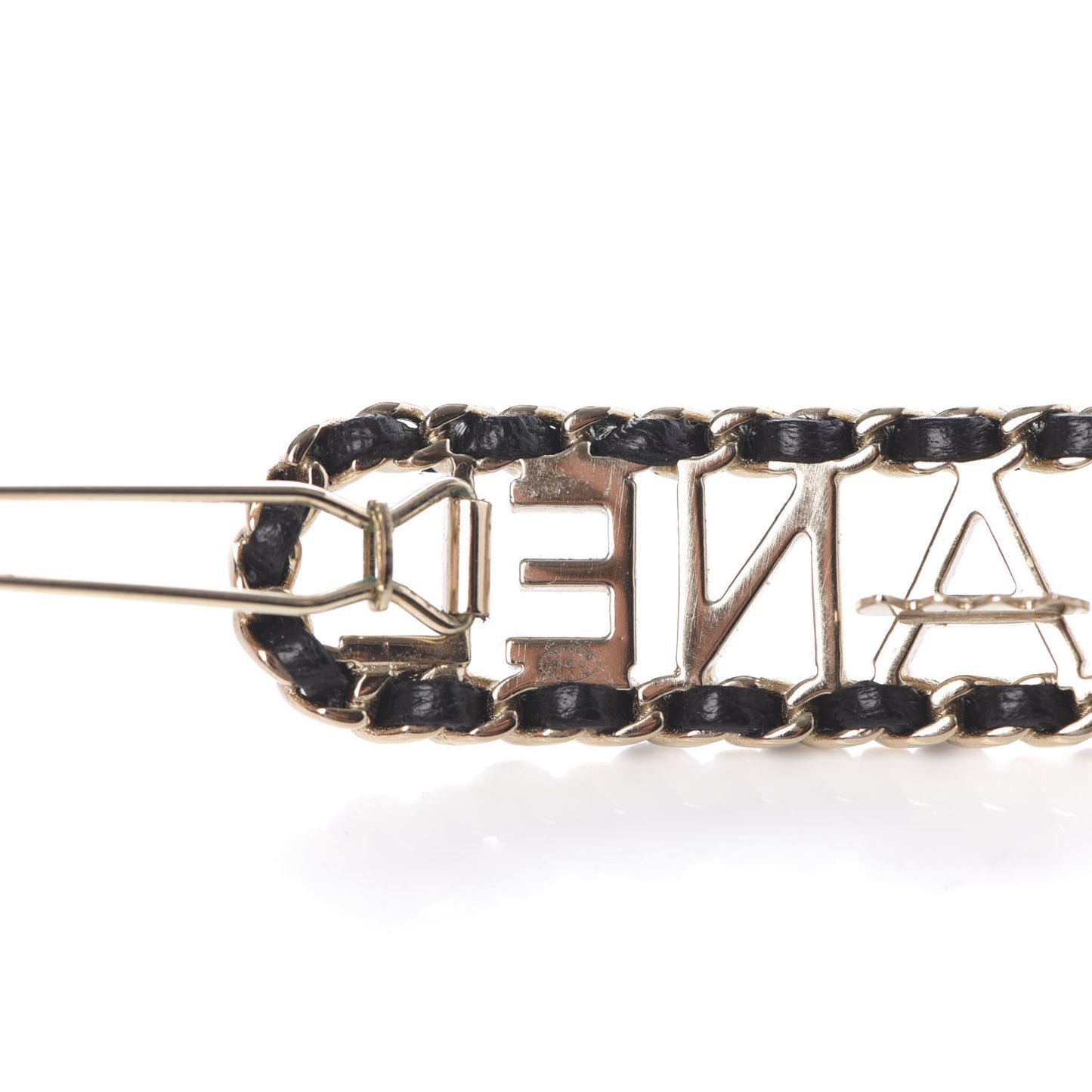 Metal Lambskin Vintage Allure Logo Hair Clip Black Gold