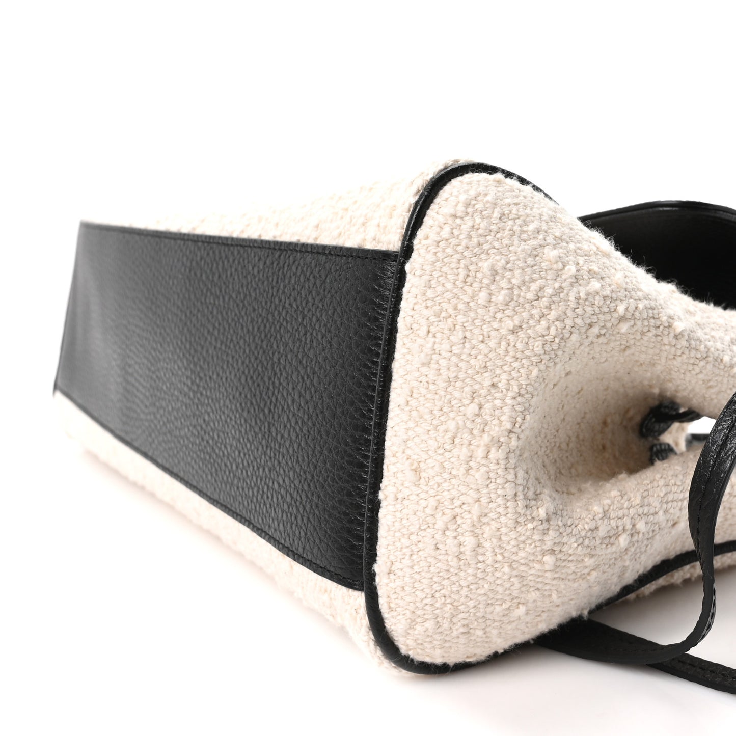 Grained Calfskin Boucle Urban Essentials Small Shopping Bag Ecru Black
