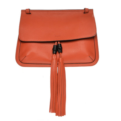 Gucci Cellarius Calfskin Medium Bamboo Daily Flap Shoulder Bag New Dark Orange 1 of 6