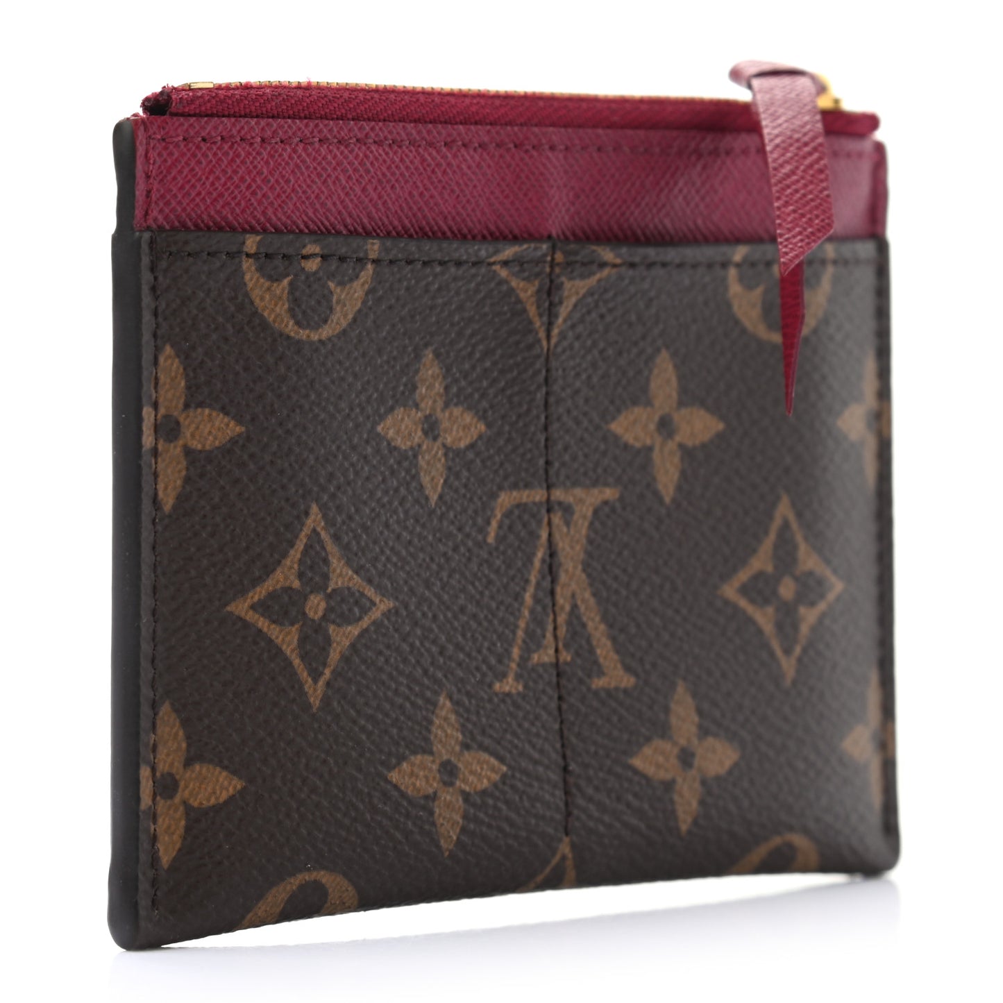 Monogram Zipped Card Holder Fuchsia