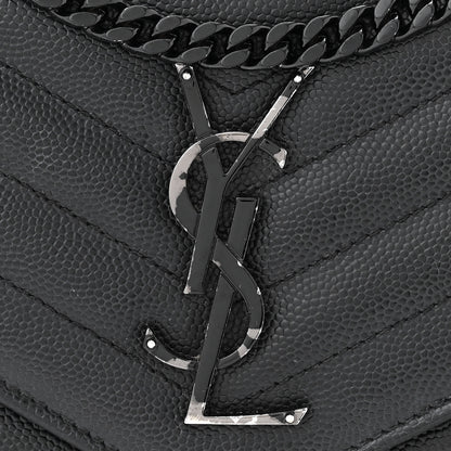 Saint Laurent Grain De Poudre Matelasse Chevron Monogram Monochrome Chain Wallet Black 12 of 12