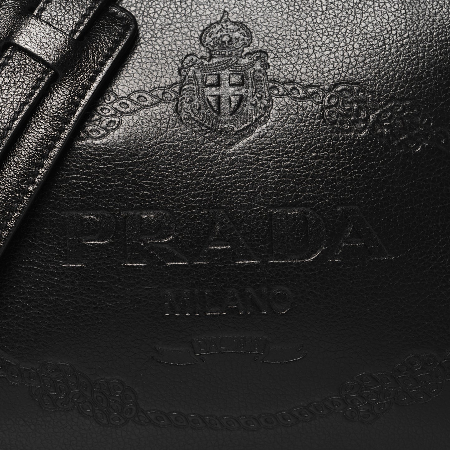 Glace Calfskin Embossed Logo Crossbody Black