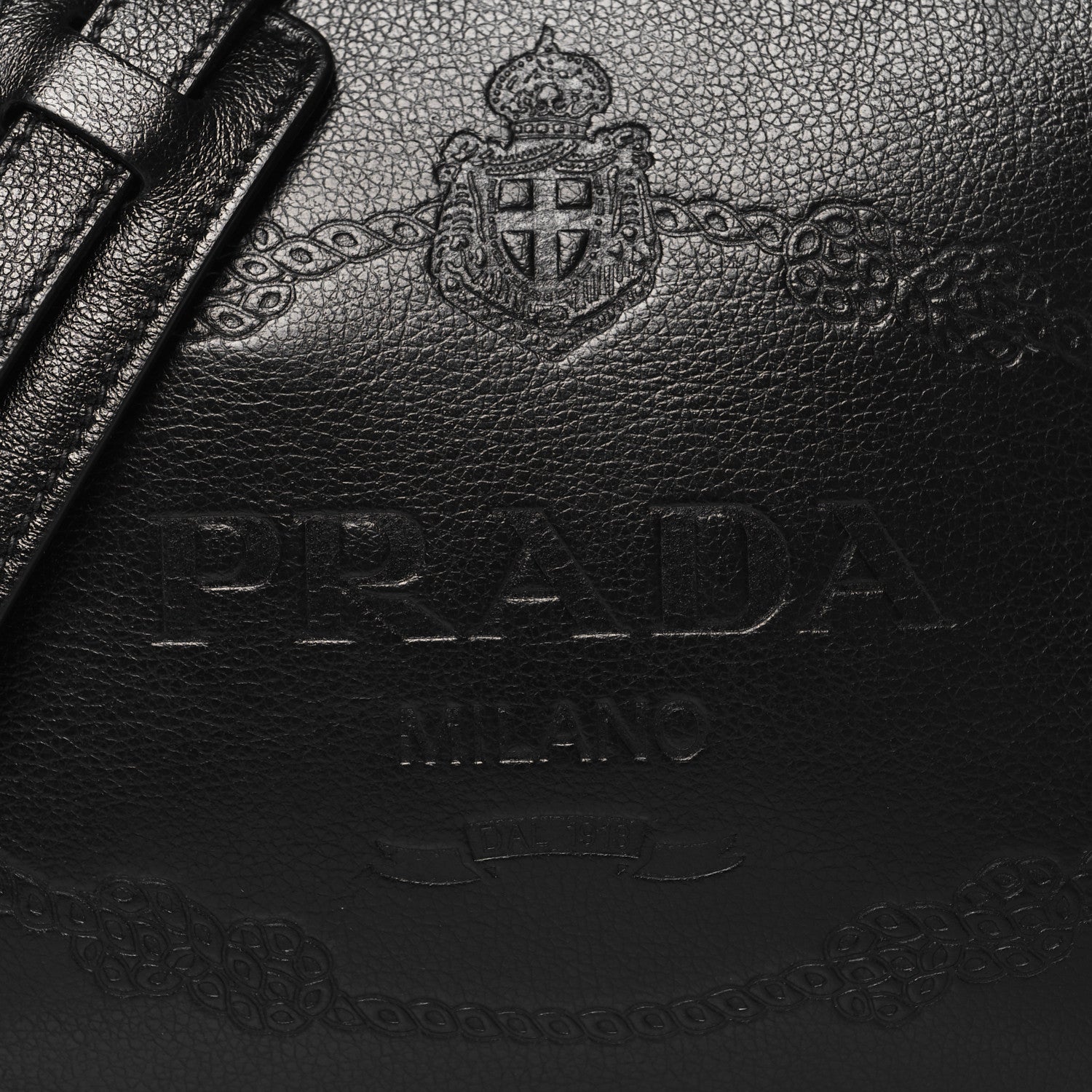 Prada Glace Calfskin Embossed Logo Crossbody Black 7 of 9