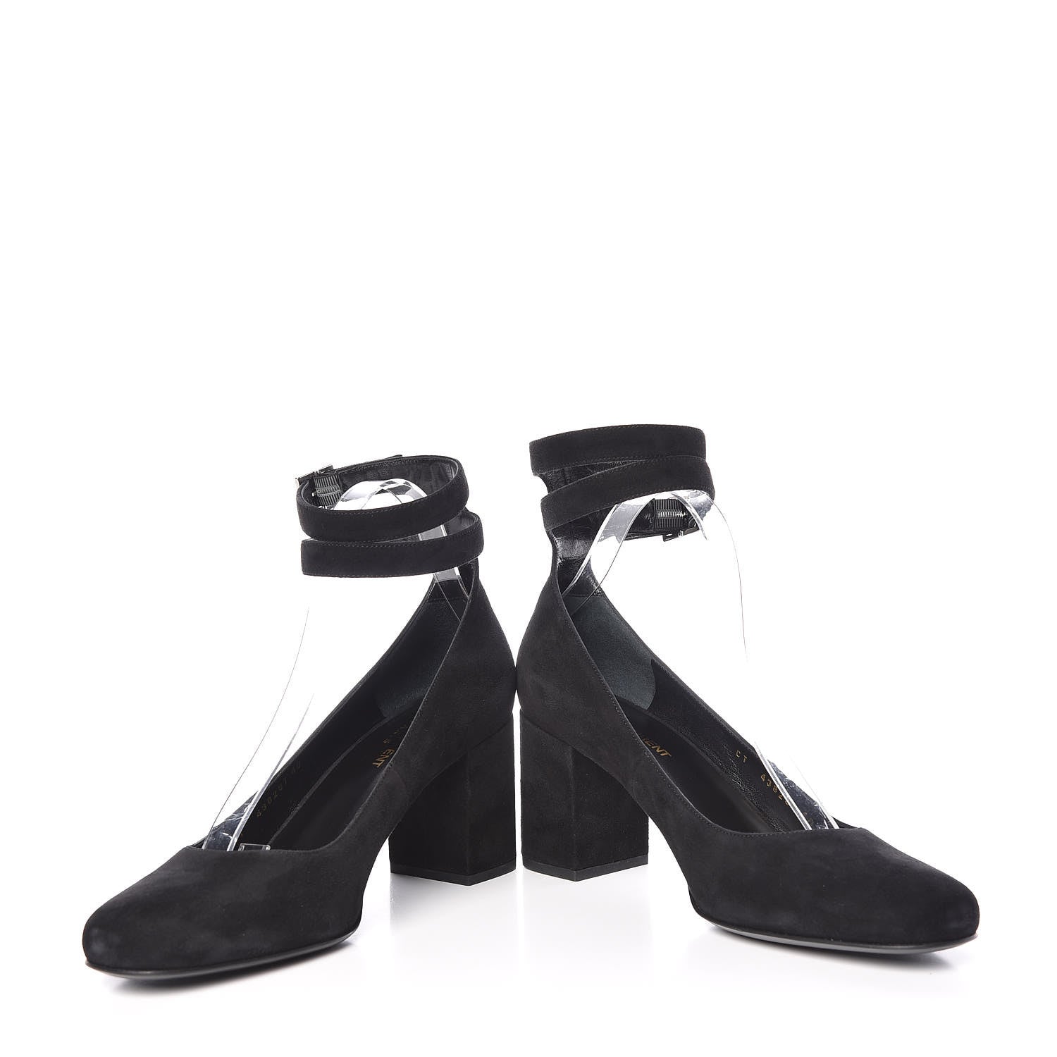 Saint Laurent Suede Babies Ankle Strap Pumps 40 Black 5 of 12