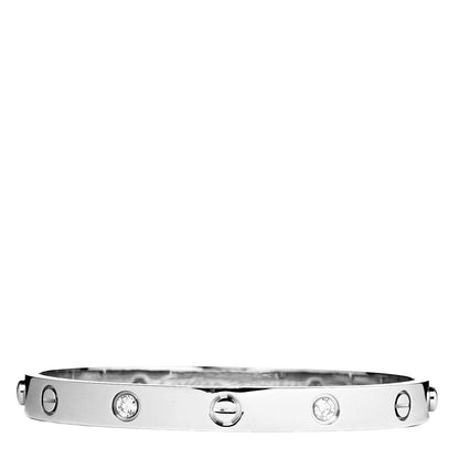 Cartier 18K White Gold 4 Diamond LOVE Bracelet 17 1 of 6