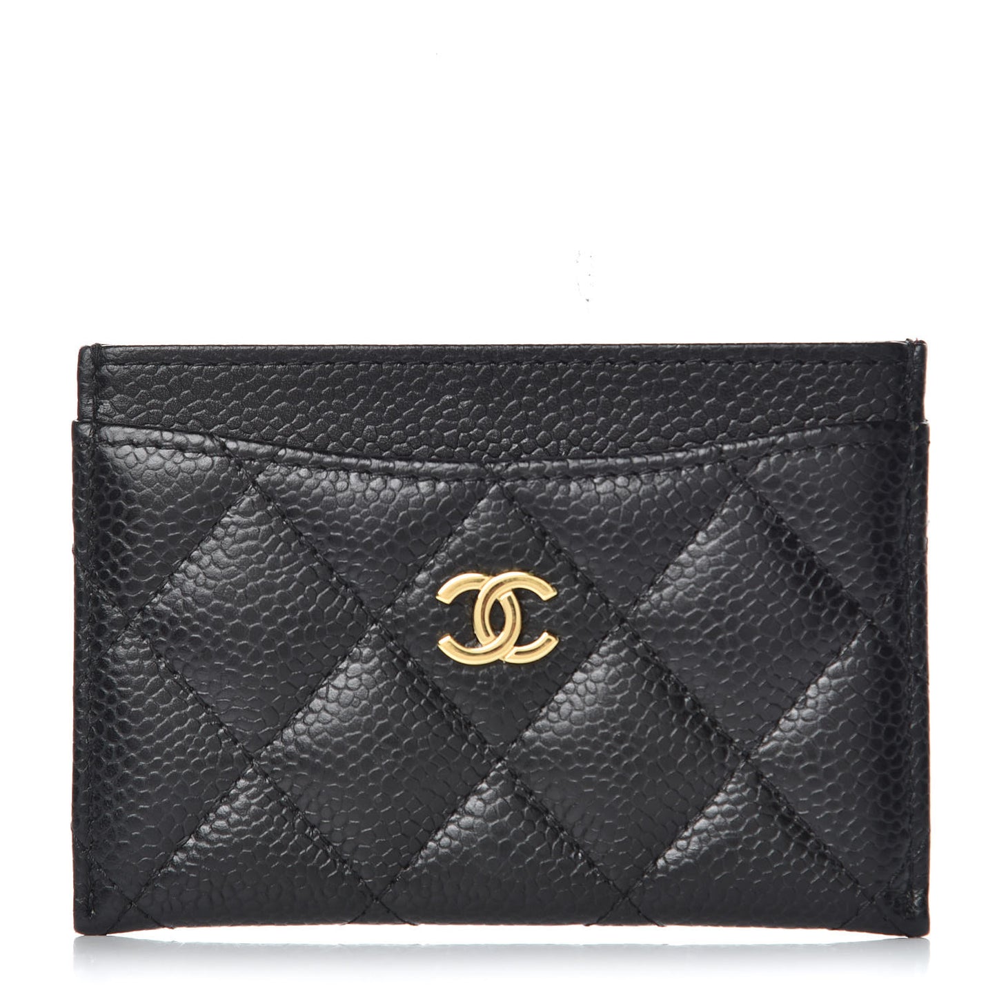 Caviar Quilted Card Holder Black