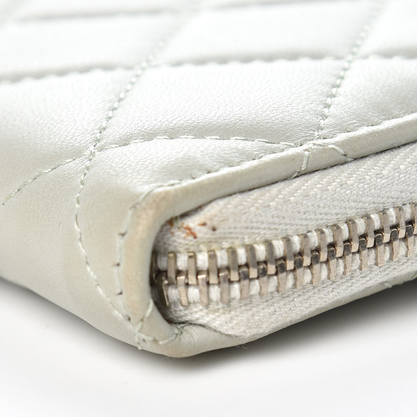 Lambskin Quilted Large Gusset Zip Around Wallet Light Green