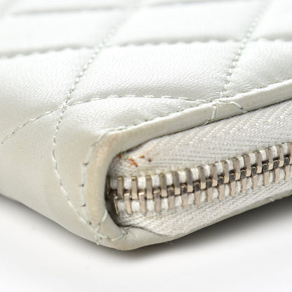 Chanel Lambskin Quilted Large Gusset Zip Around Wallet Light Green 10 of 14