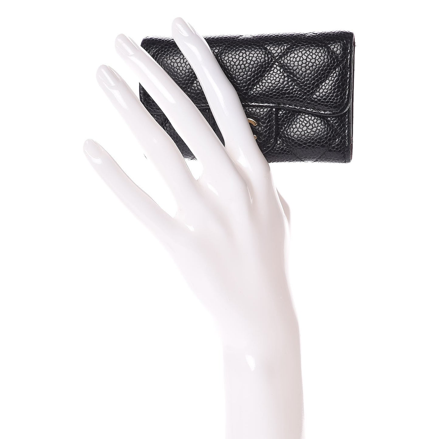 Caviar Quilted 6 Key Holder Black