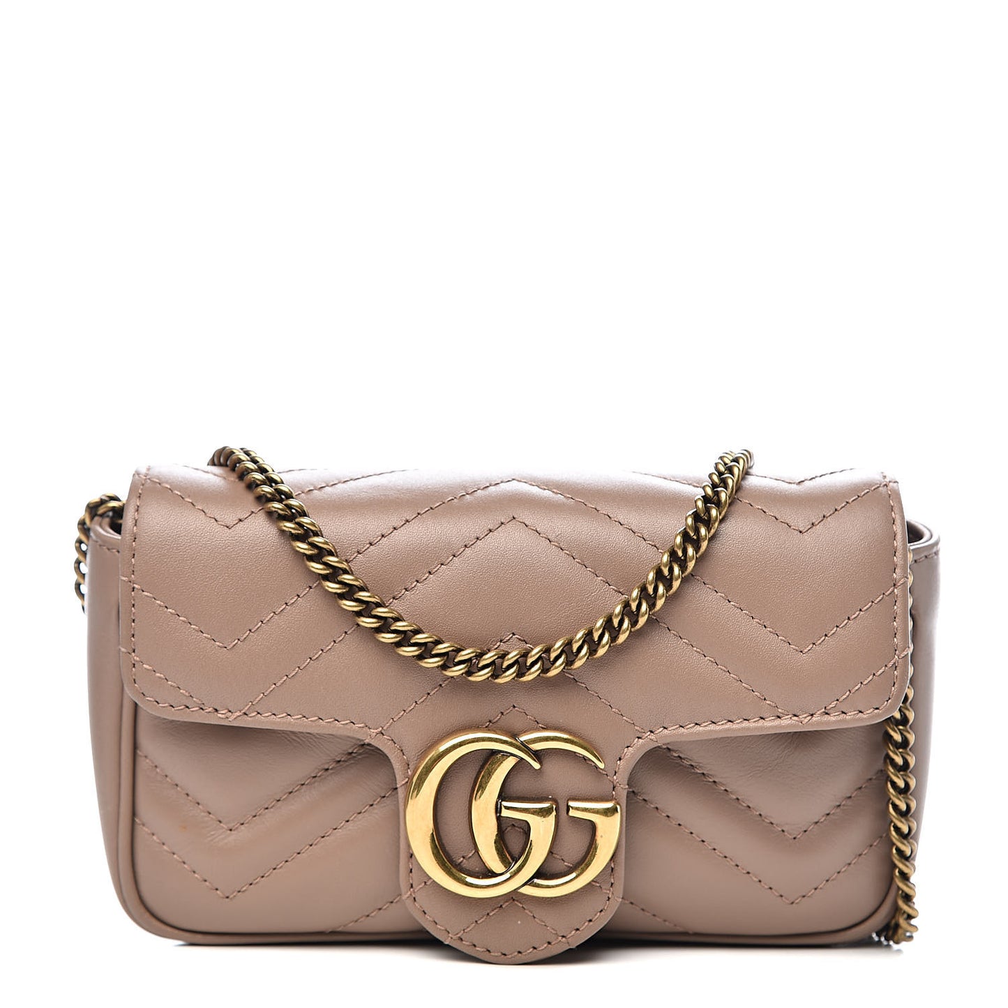 Calfskin Matelasse Super Mini GG Marmont Shoulder Bag Porcelain Rose