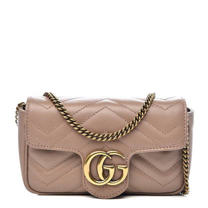 Gucci Calfskin Matelasse Super Mini GG Marmont Shoulder Bag Porcelain Rose 1 of 11