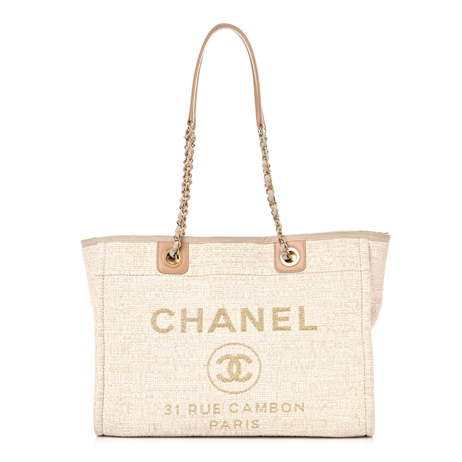 Chanel Canvas Small Deauville Tote Light Beige 1 of 14