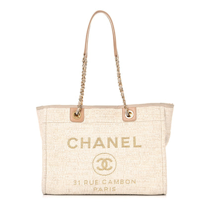 Chanel Canvas Small Deauville Tote Light Beige 1 of 14