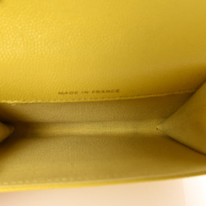 Chanel Caviar Quilted Flap Card Holder Wallet Yellow 5 of 12