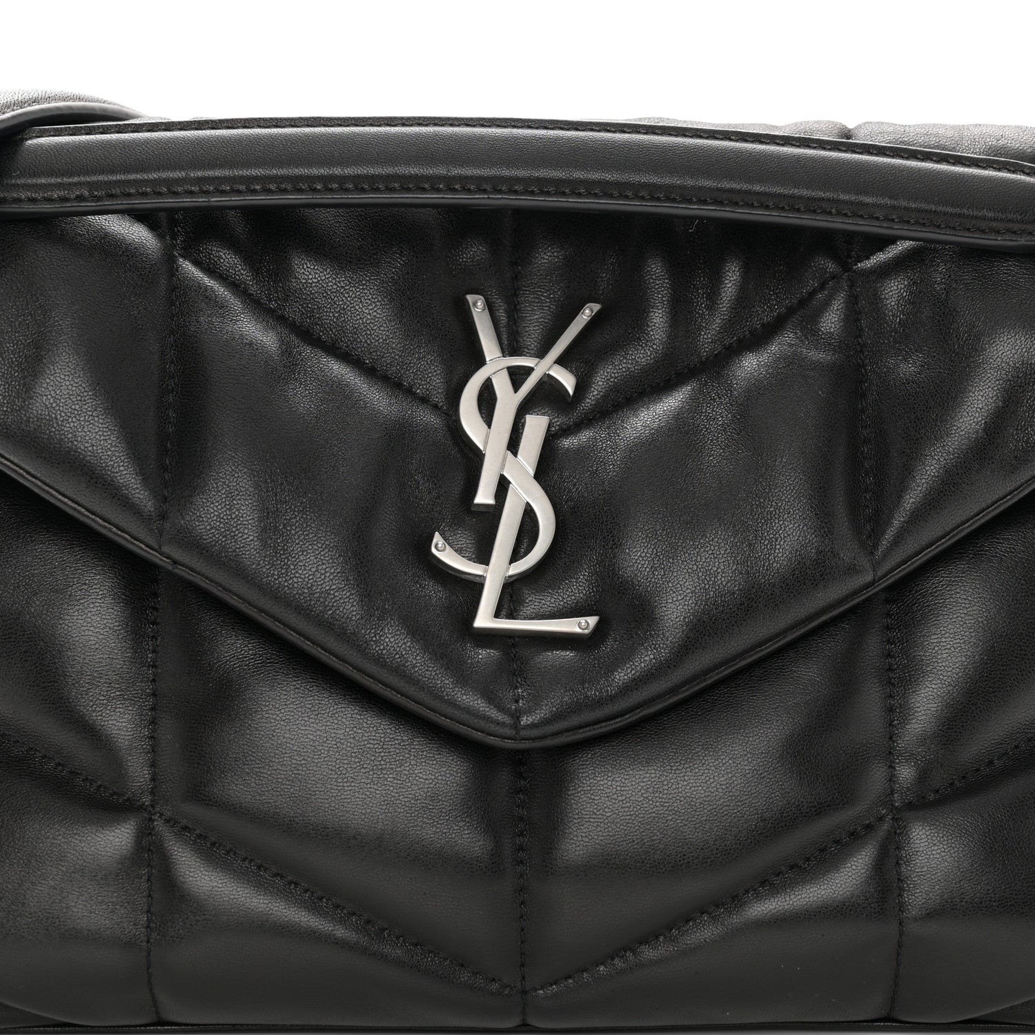 Saint Laurent Lambskin Quilted Small Loulou Puffer Monogram Chain Satchel Black 8 of 10