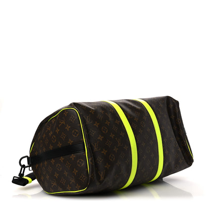Louis Vuitton Monogram Macassar Keepall Bandouliere 50 Florescent Yellow 4 of 9