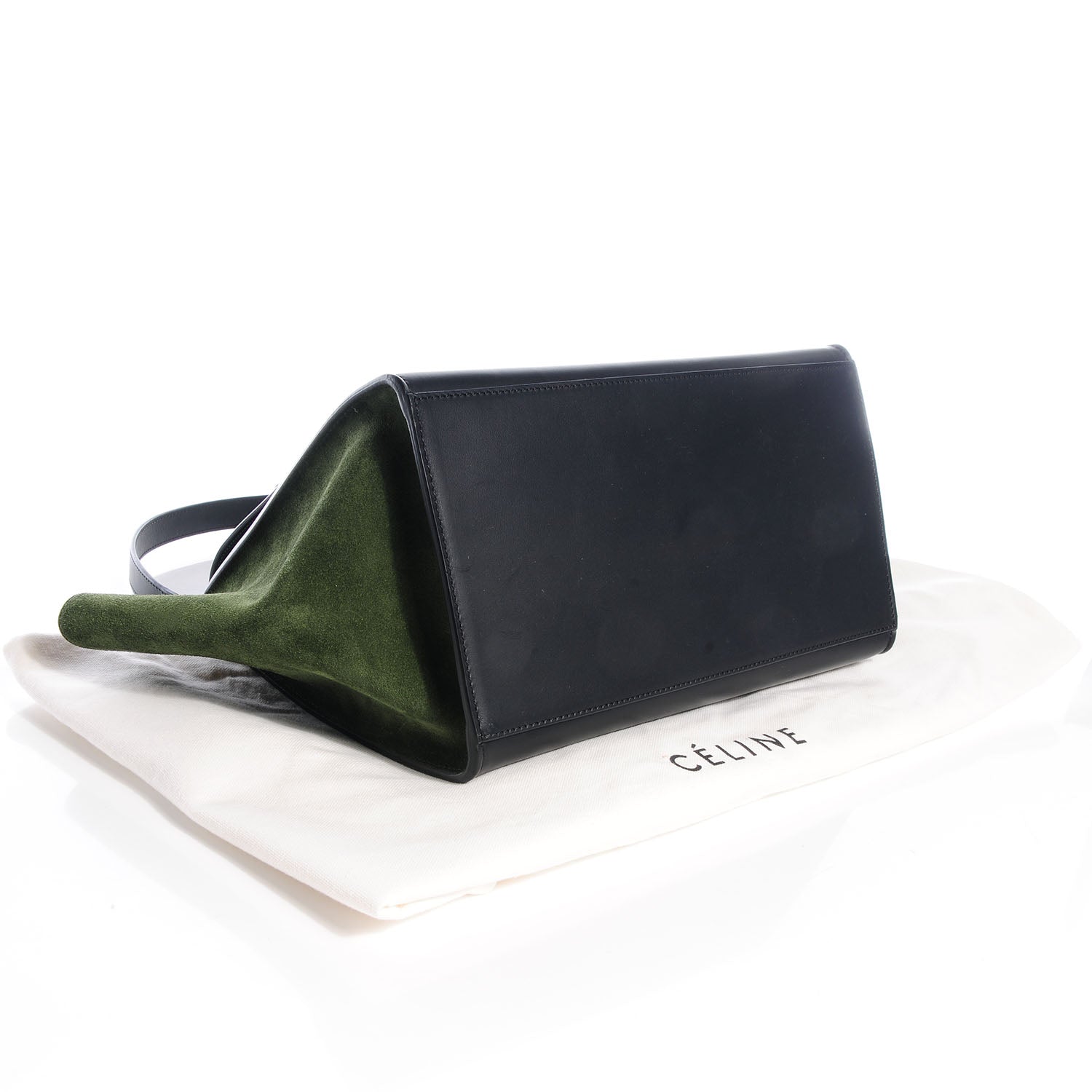 Celine Natural Calfskin Suede Medium Bi-Color Trapeze Black 4 of 9