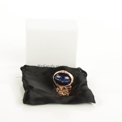 Saint Laurent Glass Cabochon Arty Ovale Ring 7 Rose Gold Lapis 5 of 5